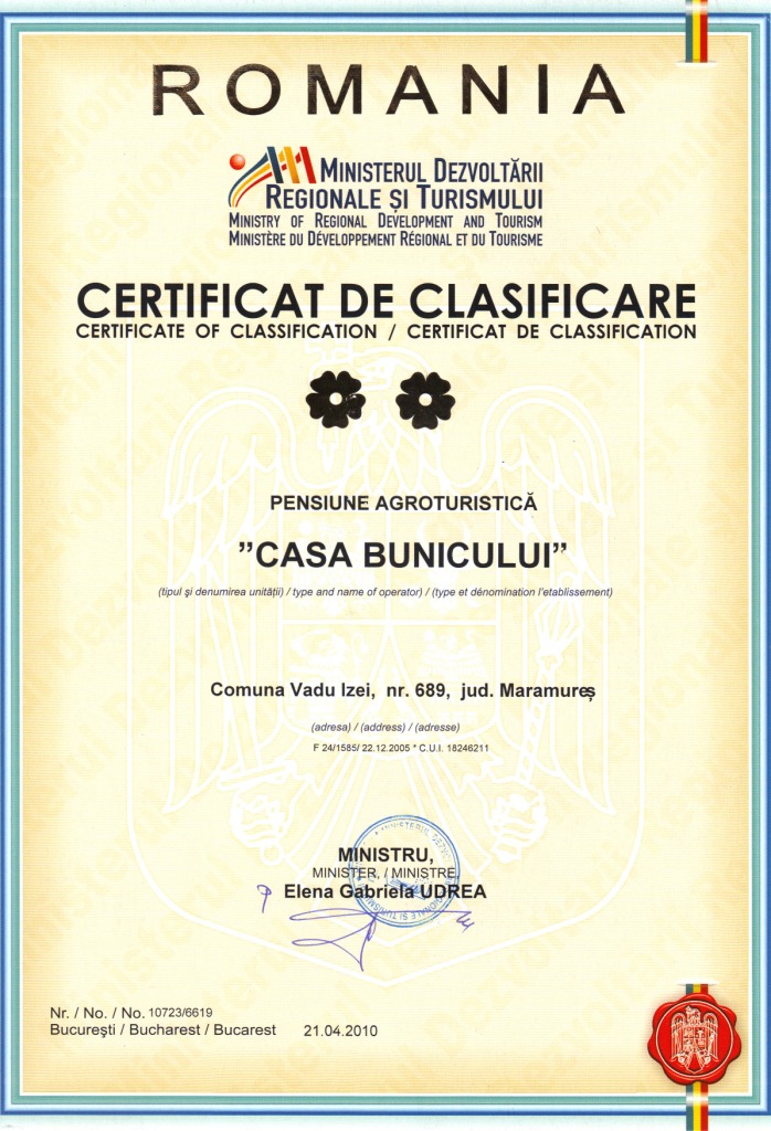 Certificat de clasificare Casa bunicului.jpg